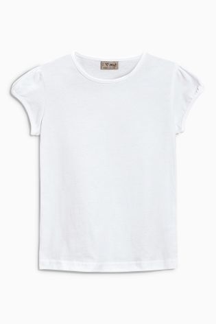 White Puff Sleeve T-Shirts Two Pack (3-16yrs)